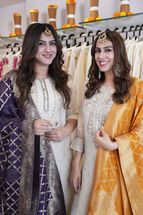 Purple Banarasi Suit Set