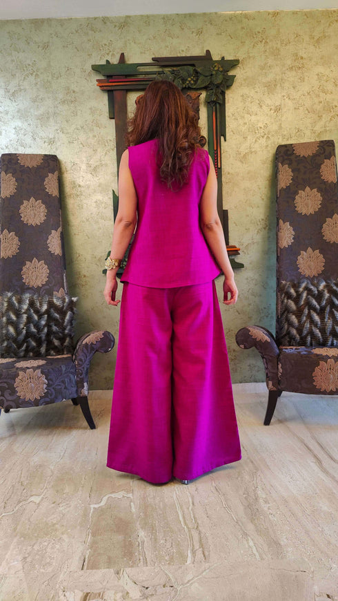 Purple Pink Waistcoat Set