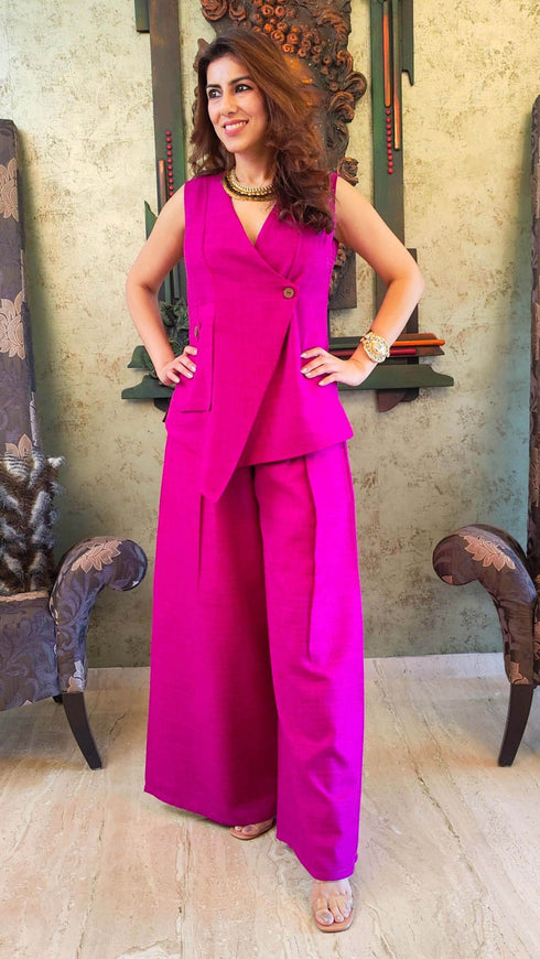 Purple Pink Waistcoat Set