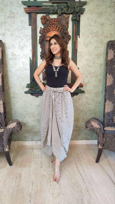 Quirky Black Shirt with Dhoti Skirt