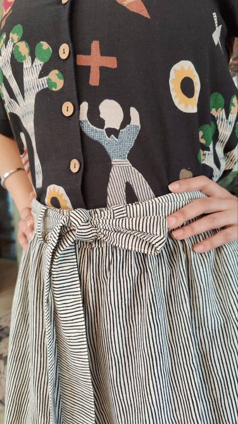 Quirky Black Shirt with Dhoti Skirt