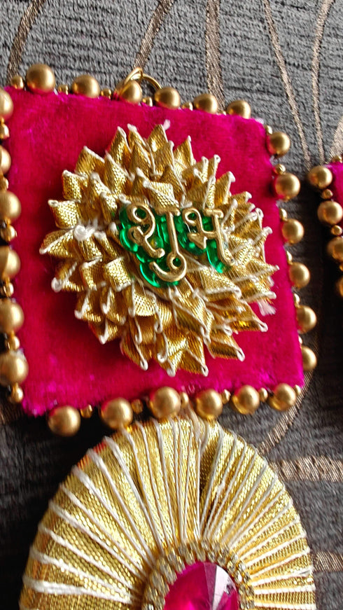 Rani Pink Shubh Labh Set (Pair of 2) - Accessory