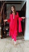 Red Drape Sari Kurta with Pant