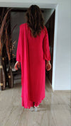Red Drape Sari Kurta with Pant