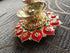 Red Flower Diya Set - Accessory