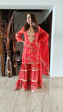 Red Gold Sharara Suit Set