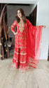 Red Gold Sharara Suit Set