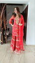 Red Gold Sharara Suit Set