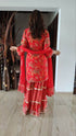 Red Gold Sharara Suit Set