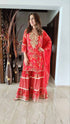 Red Gold Sharara Suit Set