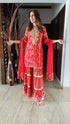 Red Gold Sharara Suit Set