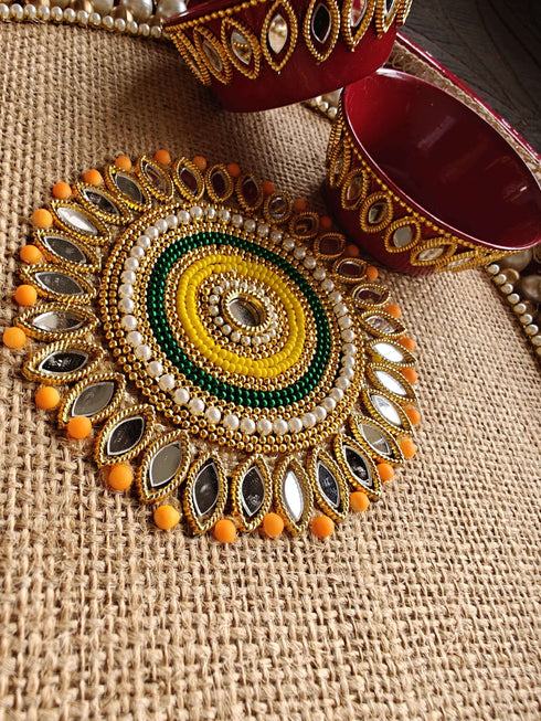 Red Jute Pooja Thali Set - Accessory