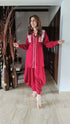 Red Kurta Dhoti Set with Embroidery