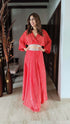Red Leheriya Top with Skirt Coord Set