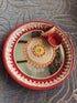 Red Mirror Jute Pooja Thali Set - Accessory