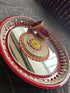 Red Mirror Jute Pooja Thali Set - Accessory