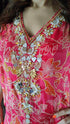 Red Pink Hand Embroidery Kaftan Set