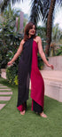 Red and Black Sarong Jumpsuit