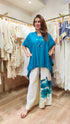 Rose Teal Blue Kaftan Coord Set