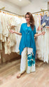 Rose Teal Blue Kaftan Coord Set