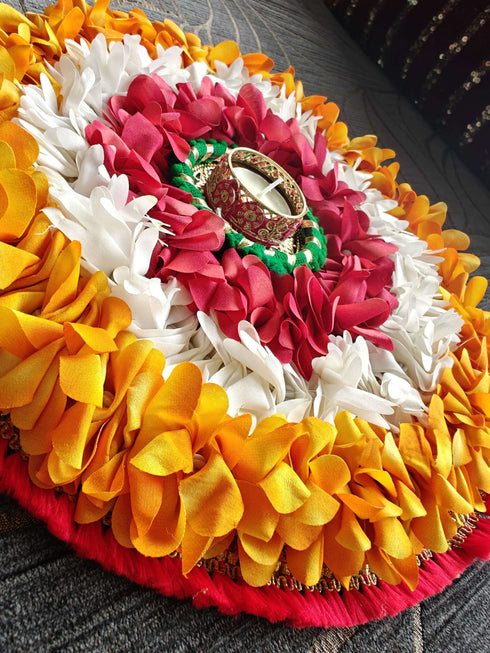 Round Orange Flower Diya Rangoli Set - Accessory