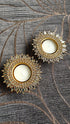Round White Gold Kundan Diya Set (Pair of 2) - Accessory