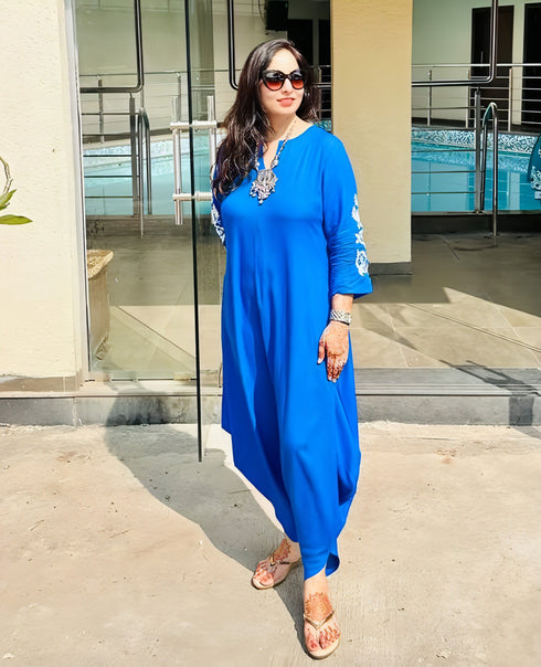 Royal Blue Embroidery Jumpsuit
