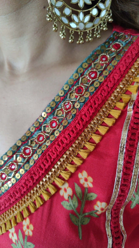 Royal Red Green Suit Set