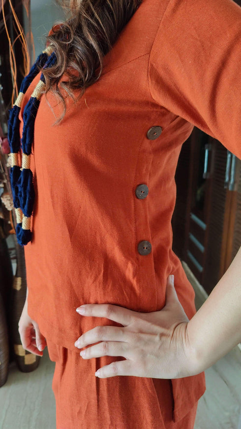 Rust Coord Set With Necklace