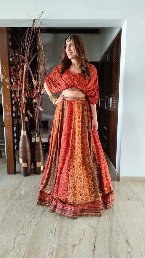 Rust Maroon Lehenga Set