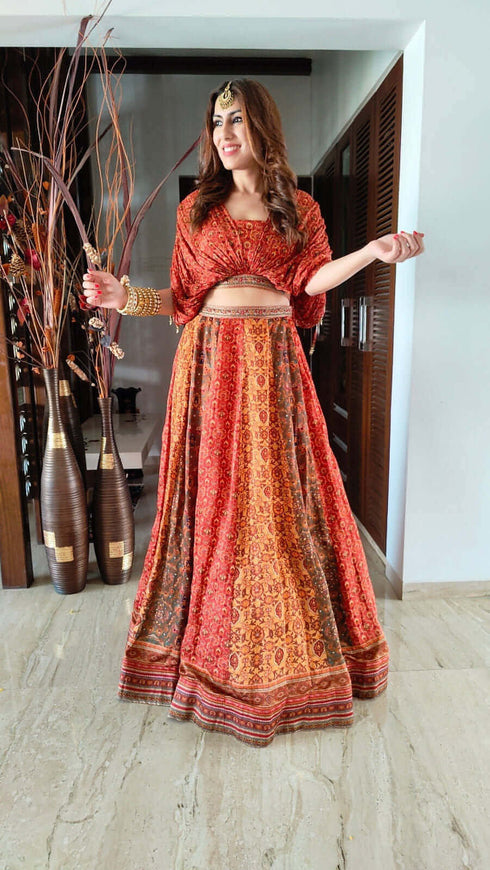 Rust Maroon Lehenga Set