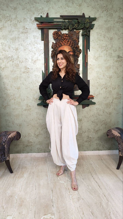 Sarvagun Sampann Off White Dhoti Pant Set