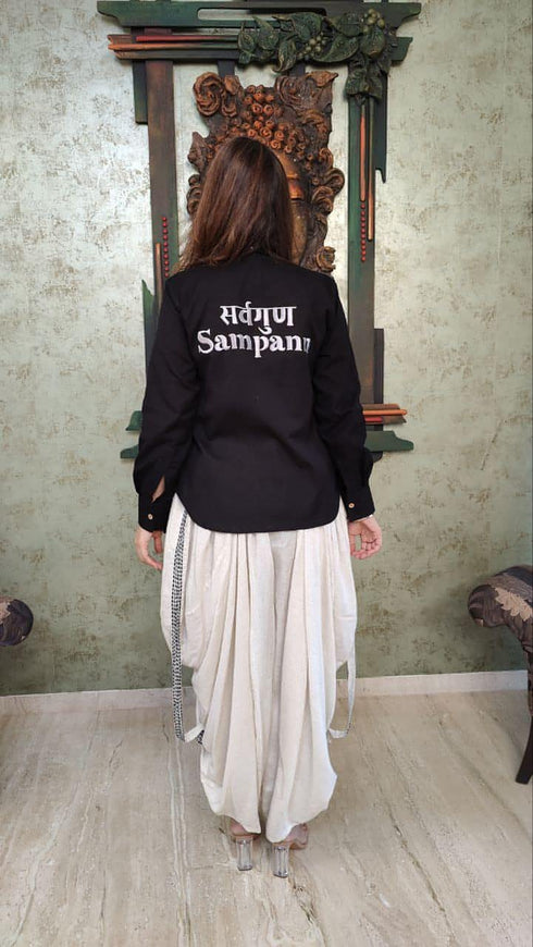 Sarvagun Sampann Off White Dhoti Pant Set