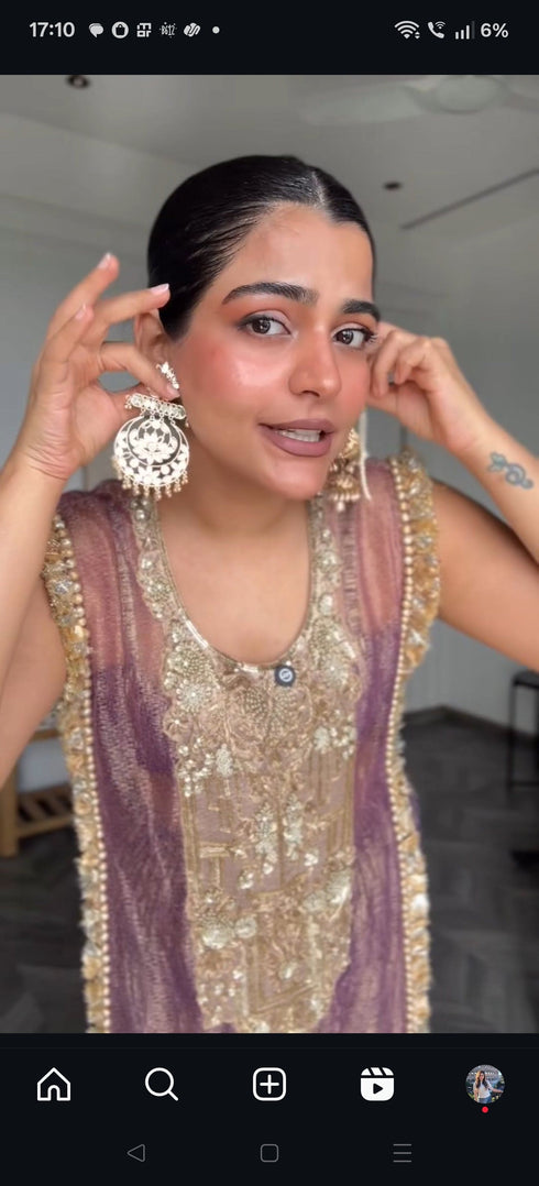 (@MasoomMinawala) Gold Chandbali Earrings - Gold Chand bali