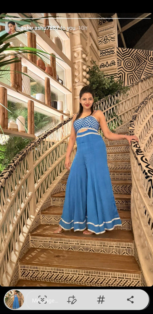 Blue Chiffon Jumpsuit