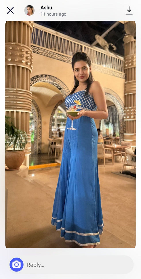 Blue Chiffon Jumpsuit