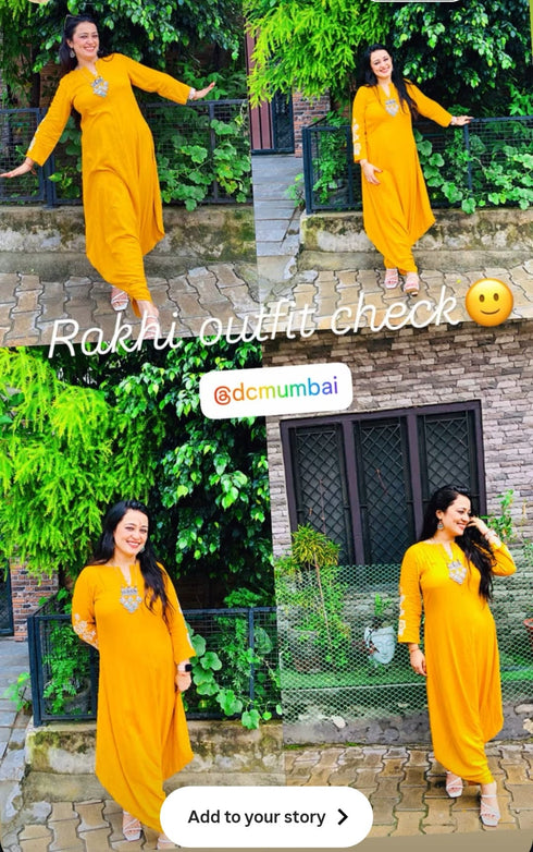 Mustard Embroidery Jumpsuit