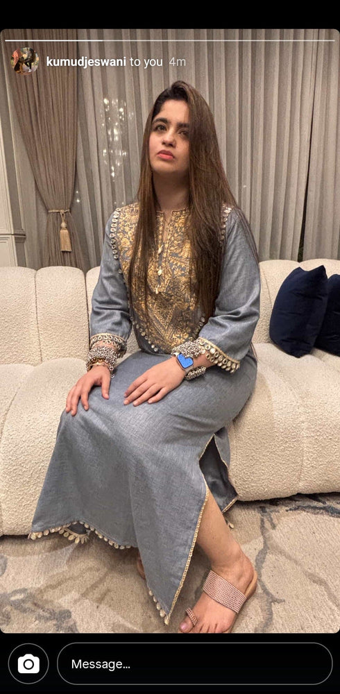 Denim Gold Kaftan Dress