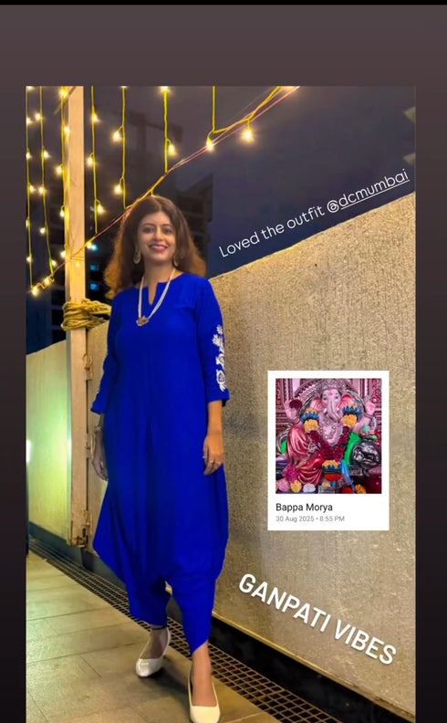 (@DivyankaTripathi) Royal Blue Embroidery Jumpsuit