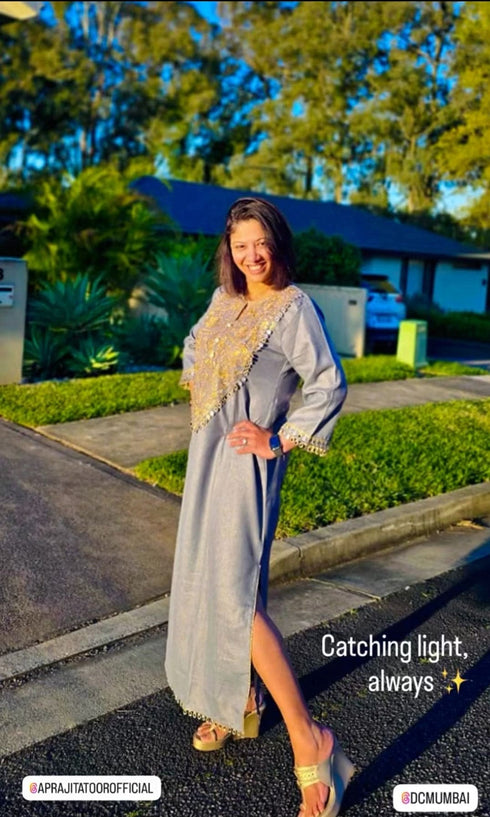 Denim Gold Kaftan Dress