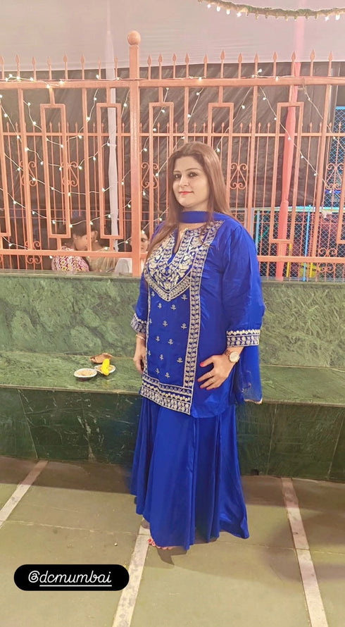 Royal Blue Sharara Set
