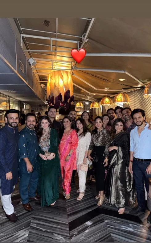 Embroidered Green Kaftan Top with Drape Lungi Skirt