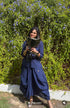 Navy Blue Drape Skirt Set For Women