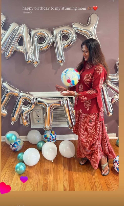 Jaipuri Maroon Drape Skirt Set For Women