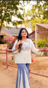 Embroidered Top With Kali Pants - Denim Look