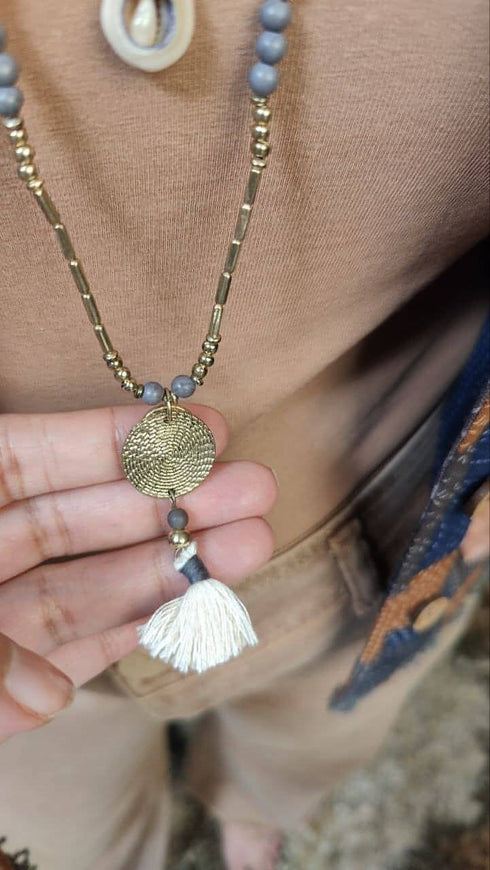 Sea Shell Gold Grey Multi Layer Necklace