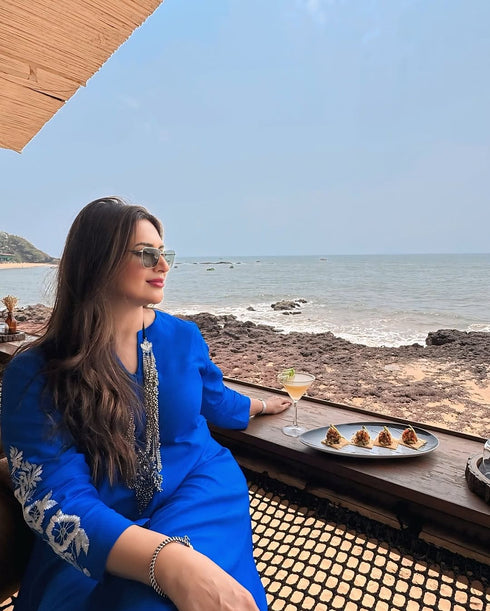 (@DivyankaTripathi) Royal Blue Embroidery Jumpsuit