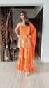 Silk Orange Sharara Suit For Women