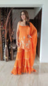 Silk Orange Sharara Suit For Women