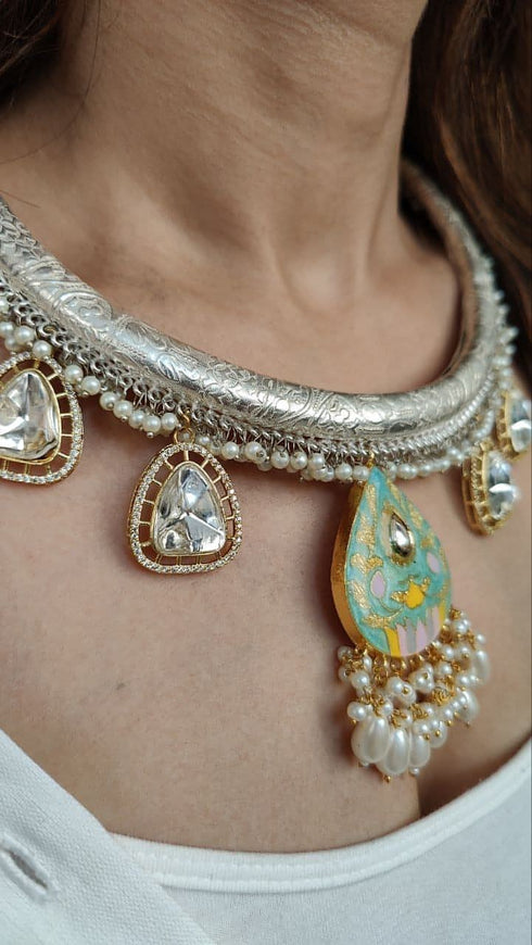 Silver Hasli Pearl Necklace For Women